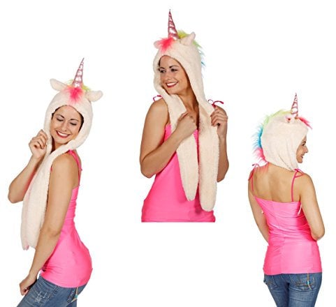 Generique - Einhorn-Mütze mit integriertem Schal für Erwachsene