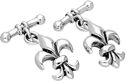 Boutons de Manchette Fleur de Lys en Argent 925/1000