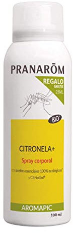 PRANAROM - Aromapic - Spray Cuerpo Citronela+ Bio - Natural y Bio - Prevención de Picaduras Natural - Aplicación Fácil - Mosquitos e Insectos - 100ml