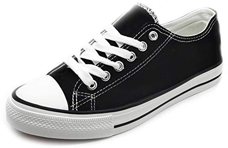 P&L ITALY COLLECTION Zapatillas de Lona Mujer Negro Bambas Puntera Goma Loneta Negra 38