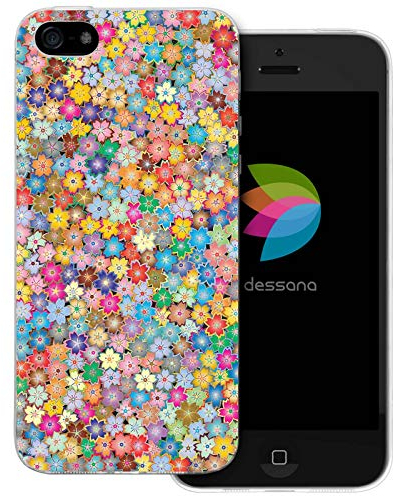 dessana Florales Design transparente Schutzhülle Handy Case Cover Tasche passend für Apple iPhone 5/5S/SE Bunte Blümchen