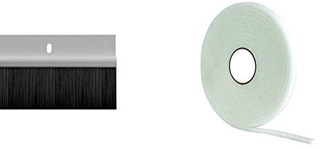 STORMGUARD 02SR0200914W Bottom of The Door Brush Seal Draught Excluder, White, 914mm & White 05SR039005MW 5m Ultraseal Soft Self-Adeshive Foam Draught Excluder, L-5 Metres W-8mm H-6mm