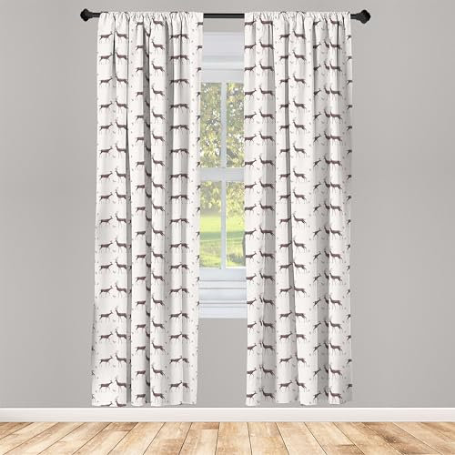 ABAKUHAUS Hirsch Vorhänge, Gardinen, Wald Wildlife Deers Leaves, Fensterbehandlungen für Wohnzimmer Schlafzimmer Dekor, 2 Stück 75 cm b x 245 cm h, Mauve Taupe und Eggshell