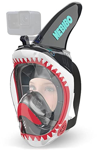 Junior Schnorchelmaske, Shark (Schwarz, XS)