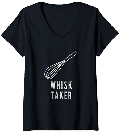 Damen Lustiges Backwerkzeug Schneebesen Design Schneebesen Taker T-Shirt mit V-Ausschnitt