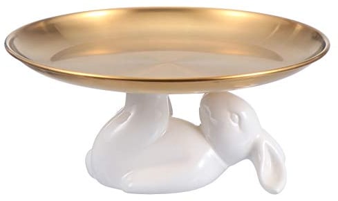Happyyami Ceramic Rabbit Shape Cake Display Stand Cute Bunny Dessert Tray for Home Dining and Events for Cakes Fruits and Decorative Accessories