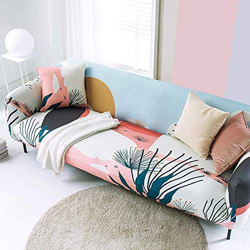ZAHHYG Housse canape Dangle Rose Bleu Clair Housse de Canapé avec Accoudoirs Universelle Housse de Canape Antidérapante Housse Protection 1 Place (90cm-140cm)