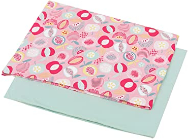 1buy3 Duo-Set Jersey Stoff Gemustert zum nähen | 92% Baumwolle, 8% Elasthan | Kinderstoff | Baumwolljersey | Muster: Obst Rosa + Pastellgrün |2 x 50cm x 160cm | Grundpreis je m² = 9,36