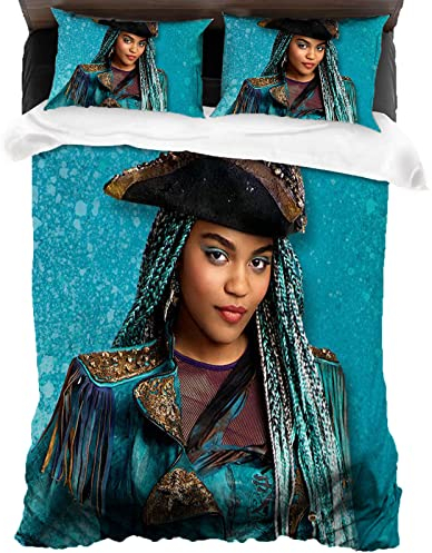 ANSSON Descendants Bettwäsche-Sets,Evie Kinder Bettbezug +2 Kissenbezug,Schlafzimmer dekorative Mikrofaser Bettwäsche Einzelbett 3-teilig (Single 135x200, Descendants5)