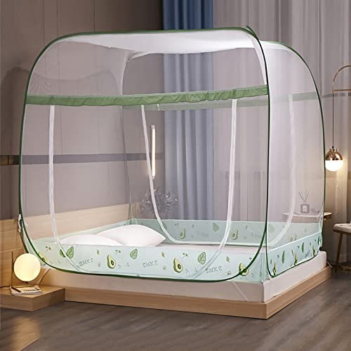 ZZBB Pop Up Moskitonetz, Portable Faltbare Moskitonetz Zelt Bed Canopy,DREI Türen Insektenschutz Fliegengitter,Moskitonetz Bett,Einfache Installation,B,150x200x140cm