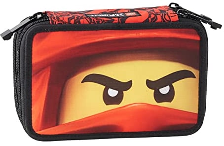 LEGO® Ninjago Federmäppchen, rechteckig, 3 Reißverschlüsse, personalisierbar, Inhalt FILA - Rot, rot, Rechteckiges Federmäppchen mit 3 Reißverschlüssen