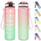 Invool Sports Water Bottle, 1 Litre Water Bottle with Straw & Time Markings, BPA Free, Leakproof & Secure Locking Lid, Tritan Plastic Drink Bottle for School/Cycling/Camping/Gym(Red Green)