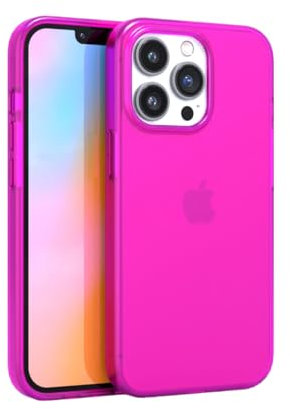 FELONY CASE - iPhone 14 Pro Neon Pink Clear Protective Case, TPU and Polycarbonate Shock-Absorbing Bright Cover - Crack Proof with a Gloss Finish - Full iPhone Protection