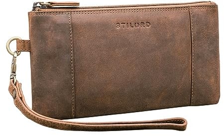 STILORD Grecia Clutch Leder Vintage Damen Klein Abnehmbare Handschlaufe und RFID Schutz Echtleder Partytasche Geldbeutel Damen Groß Farbe:mittel - braun