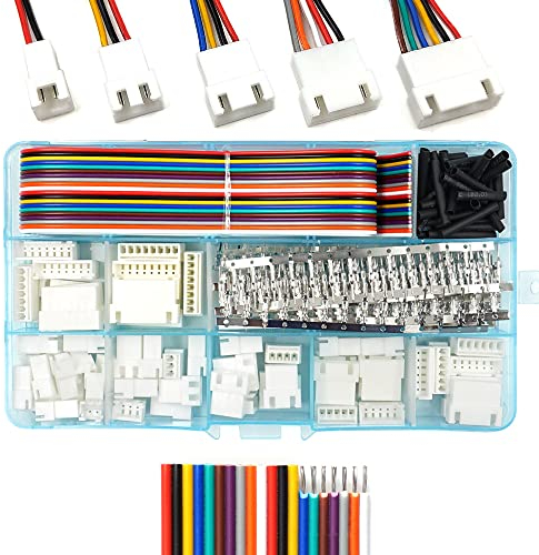 XH 2,54 mm Steckverbinder, Stiftleiste und Flachbandkabel, Kabel-Set, kompatibel mit JST-XH-Stecker, 2/3/4/5/6/7/8 Steckergehäuse