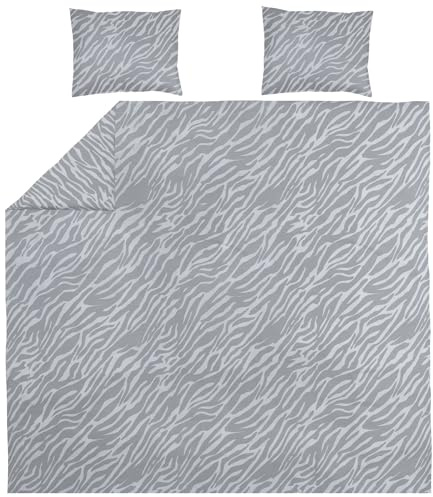 Meyco Home Bettwäsche 240x200/220cm inkl. Kopfkissenbezug Zebra Grey | 100% Baumwolle - Oeko Tex zertifiziert - weich - atmungsaktiv - waschbar & trocknergeeignet