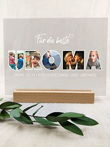 Uroma Geschenk Acryl Foto Geschenk - Personalisierte Geschenke, Familien Geschenk, persönliches Geschenk, Fotoalbum aus Glas, Fotogeschenke, Eigenes Foto, die schönsten Momente - Uroma Geschenke