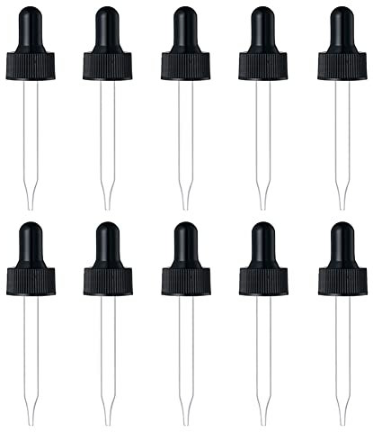 Lot de 12 Compte-Gouttes en Verre pour huiles essentielles, pipettes pour huiles essentielles, pipettes Compte-Gouttes à Pointe Droite pour Bouteilles de 15 ML