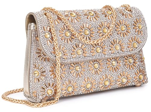BBTT.ful Shoulder Bags Crossbody Bag Purses Handbags Crystals Rhinestone Evening Bag for Women Clutch Purse with Chain (champagne)