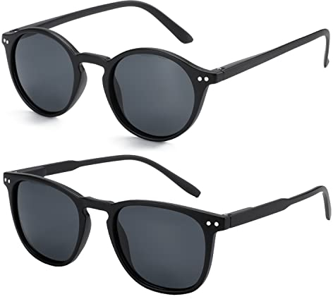 ZENOTTIC 2 Paare Polarisierte Sonnenbrille Damen Herren Retro Vintage Runde Quadratische Unisex UV400 Schutz
