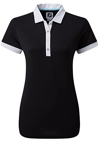Footjoy Damen Colour Block Golfhemd, schwarz, Large