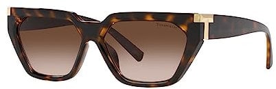 Tiffany & Co. Damen-Sonnenbrille, Havana/Braun Shaded, 56/14/140, Klassisch, Geometrisch, Unisex, Erwachsene