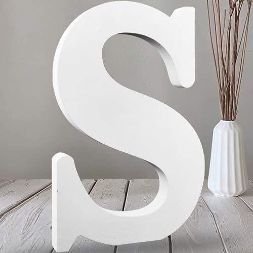 AOCEAN 30,5 cm weiße große Holzbuchstaben, unlackierte Holzbuchstaben für Wanddekoration, dekorative stehende Buchstaben, Scheiben, Schild, Dekoration für Handwerk, Zuhause, Party-Projekte (S)
