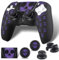 PlayRealm 1 coque en silicone et autocollant et 2 joysticks anti-chute pour manette PS5 (violet fantôme)
