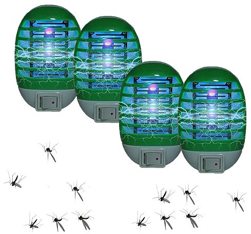 YOUNLEN Moustique Tueur Lampe 4 Pack,Lampe Anti Moustique Electrique UV Tue Mouche,Tueur d'Insectes Electrique,Destructeur de Mouches Intérieur,Electrique Bug Zapper Lampe avec Night Light