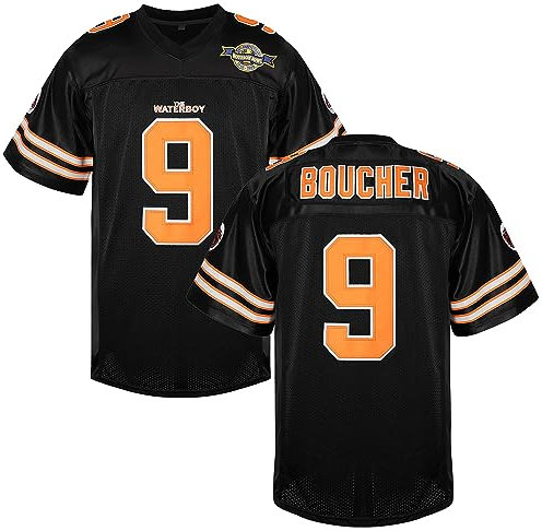 EETUG The Waterboy Football Jersey #9 Bobby Boucher 50th Anniversary Mud Dogs Bourbon Bowl Movie Football Jerseys for Men, #9 Black, Large