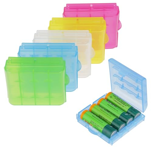 8 Stück Kunststoff Batteriebox, Bunte Akkubox Batterie, Batterieschutz und Lagerung für AA und AAA, Batteriebox Aufbewahrung, Akku Boxen(ohne Akkus)