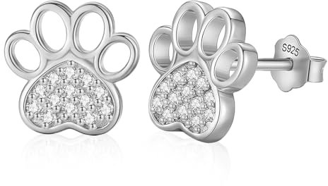 INFUSEU Pfoten Ohrringe, 925 Sterling Silber Niedlicher Hundepfoten Ohrstecker Hübscher Haustier Tier Winziger Knorpel Labrador Ohrring Geschenke für Mädchen Frauen