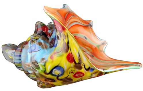 GILDE Glas Art Dekoobjekt Muschel aus Glas - Mehrfarbig - Höhe 21cm x Breite 21cm - Tischdekoration