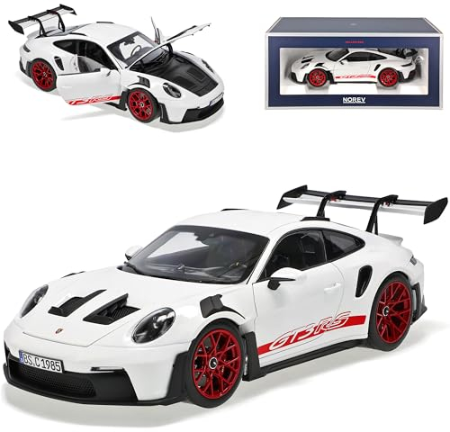 Porsche 911 992 GT3 RS Coupe Weiss mit Rot Neue Generation Ab 2019 Version Ab 2022 1/18 Norev Modell Auto
