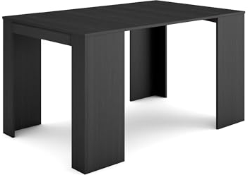 Skraut Home | Table console extensible | Console meuble | 140 | Pour 6 personnes | Table à Manger | Style moderne | Noir