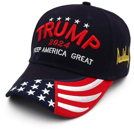 Folouse Trump 2024 MAGA Hat Trump Merchandise Stickerei Verstellbar Keep America Great Baseball Cap, Blau, Unisex-Erwachsene