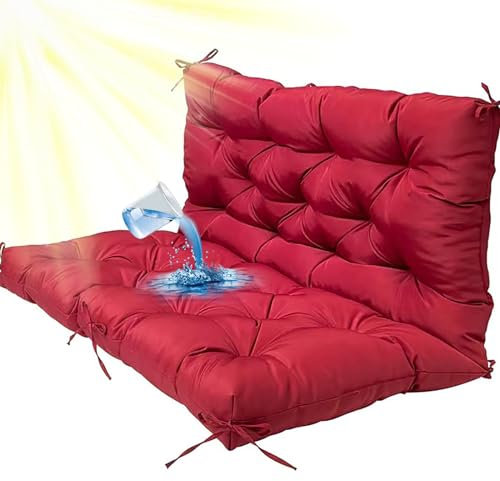 NNSMUN Gartenbank Auflagen Sitzkissen für Hollywoodschaukel, Gartenschaukel Auflage, Sitzbank mit Rückenlehne, Polster für Lounge (Weinrot,100x100x10CM)