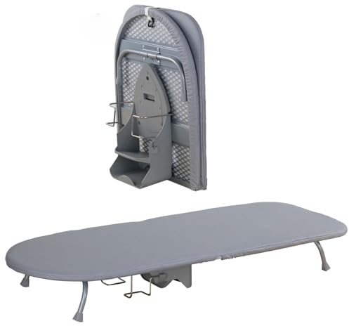 Asse da stiro da tavolo, tavolo da stiro pieghevole, asse da stiro portatile da viaggio, pieghevole salvaspazio con copriasse in cotone e porta ferro da stiro integrato 89 x 33 cm