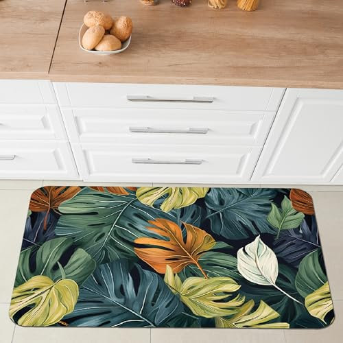 Comart - Tappeto Cucina Austin - Impermeabile - Antiscivolo - Antimacchia - Lavabile in Lavatrice - Passatoia in Poliestere - per Corridoio e Cucina - Made in Italy - Tropicale Peperomia - 50x75 cm