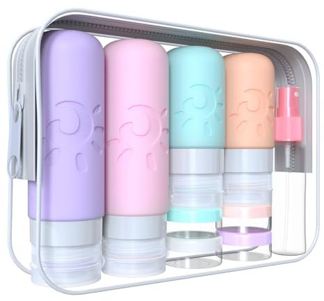 Zafit 18 Pack travel Bottles for Toiletries, TSA Approved Silicone Travel Containers Leak Proof Refillable Travel Accessories for Shampoo Conditioner Lotion Body Wash(Multicolored C)