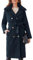 Damen Winter Mantel mit Taschen Gürtel Langarm Mittellanger Trenchcoat Blau S