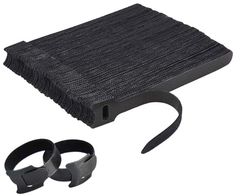 100 Pcs Reusable Cable Ties Black, Adjustable Releasable Hook and Loop Tidy Wraps for Headphones HDMI Ethernet Printers Laptops USB Data Cables