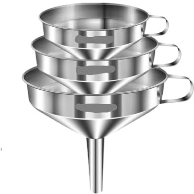 OZXJW 1 pz/3 pz Imbuto in Acciaio Inox Imbuto for Olio da Cucina Imbuto in Metallo con Filtro Rimovibile Imbuto a Bocca Larga Strumento for inscatolamento(3 PCS)
