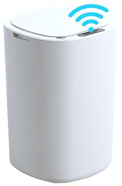 MeYuxg Papelera Baño, 13L Cubo de Basura Inteligente, Cubo de Basura Estrecho, Papelera Automatica con Sensor, Papelera Blanca con Tapa para Baños, Cocina, Oficina, Dormitorios