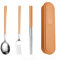 Ensemble De Couverts En Acier Inoxydable, Orange, Deux Pièces