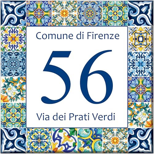 Pubblimania MATTONELLA NUMERO CIVICO PERSONALIZZATO, in ceramica da 5 mm con Stampa Resistente per Esterno
