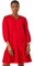 Roman Originals Smock Dress for Women UK Ladies Cotton Summer Embroidered Frilled Tiered Casual Beach Cruise Holiday Cocktail Party 3/4 Sleeve Pull On Gathered Skirt - Plain Red - Size 16