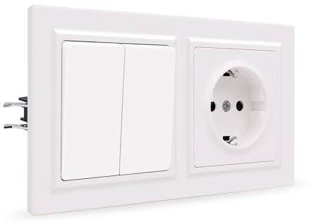 JIMEIDA Enchufe con interruptor de luz, empotrable, 2 vías, 1 vía, tacto suave con abrazadera de conexión, 155 x 84 mm, 250 V (no se puede instalar verticalmente)