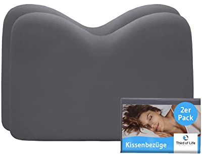 Kissenbezug Dunkelgrau Doppelpack für Re-Charge & Recovery Kopfkissen | Baumwolle (Double Jersey), Bügelfrei & trocknergeeignet, Kissenhüllen 2er Set mit Reißverschluss, Oeko-Tex zertifiziert