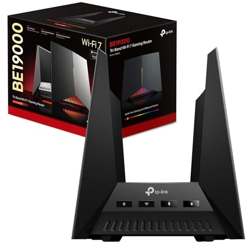 BE19000 Tri-Band Wi-Fi 7 Gaming Router, Two 10G Ports, Unprecedented Speeds, Quad Game Acceleration, TP-Link HomeShield, Tether App (Archer GE800) (Renewed)